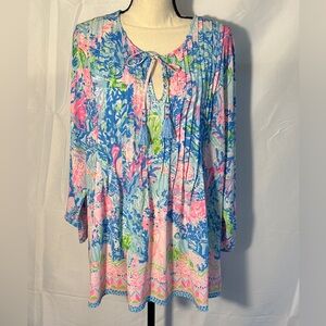 Lilly Pulitzer Marilina Tunic Top in Fished My Wish, Size XL